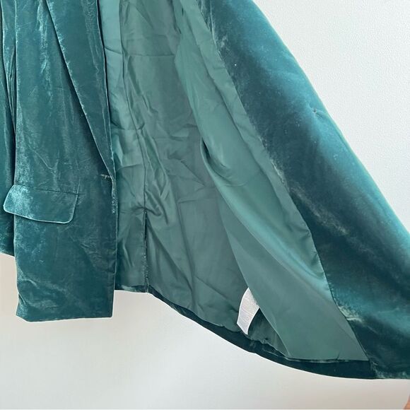 Old Navy Blazer Women's Green Velvet Holiday Career Corporate Goth NWT Size XL - Picture 5 of 7